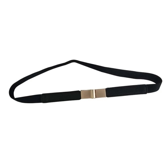 Elegant Black and gold Buckle Skinny Belt ✨?✨